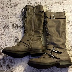 Shoe Dazzle Gray Lace-Up Boots